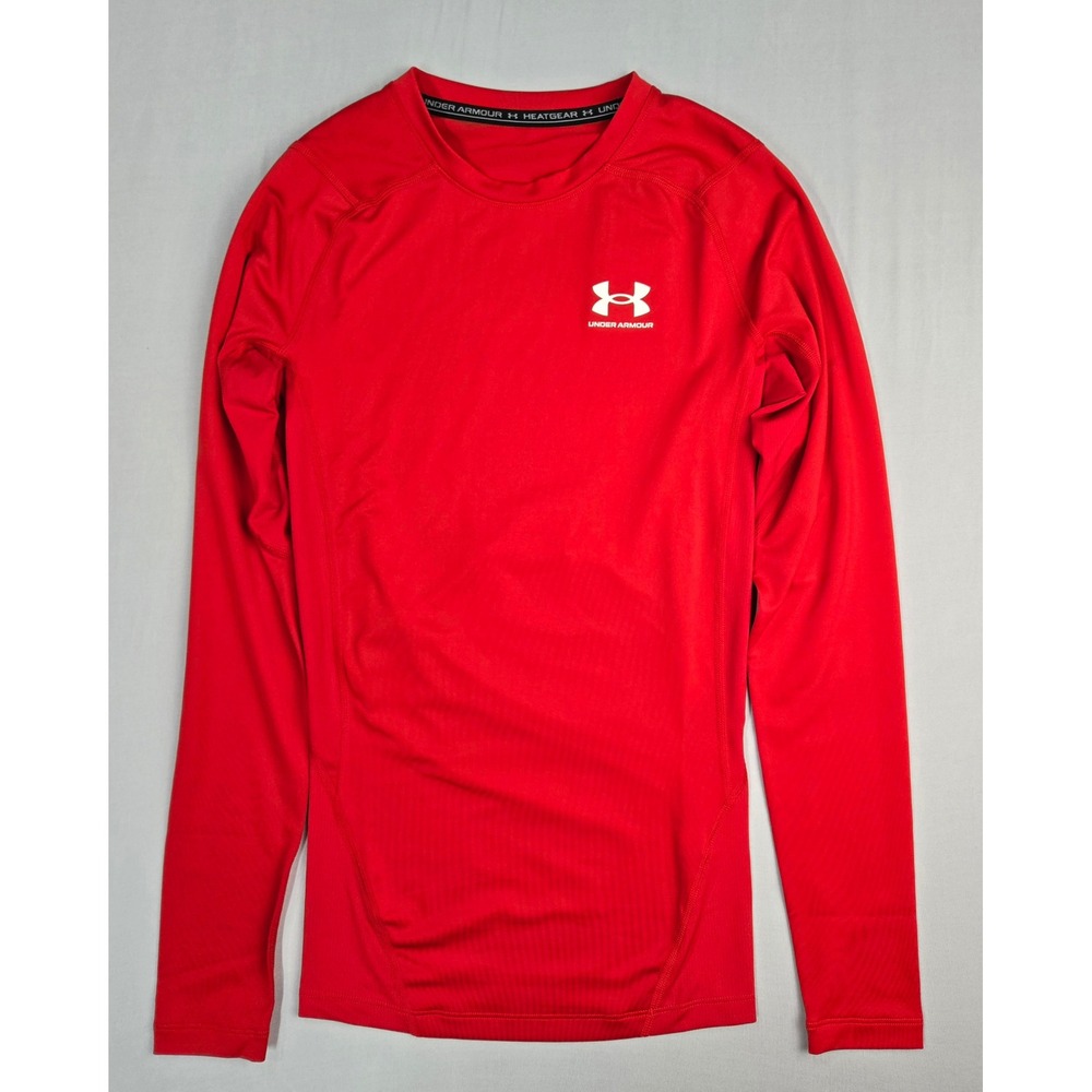 Under Armour HeatGear Mens Compression Long Sleeve Shirt Red 1361524 Small NWT